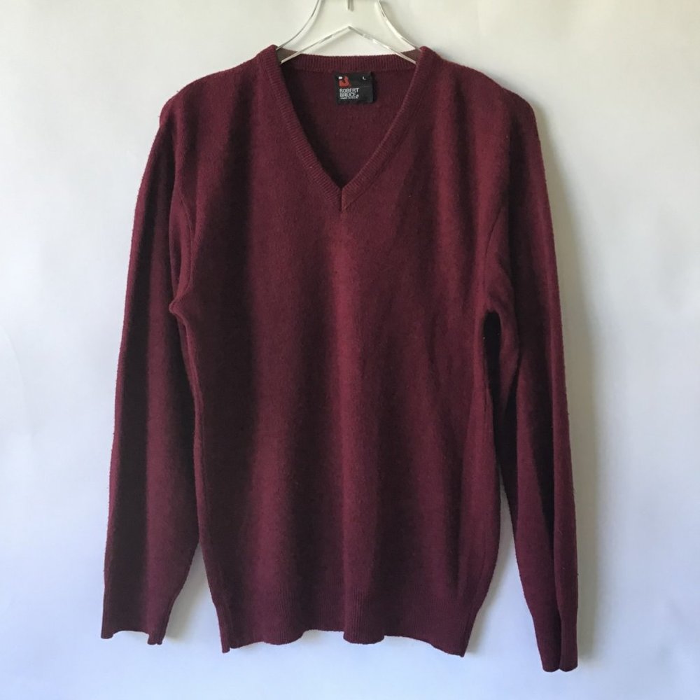 Vintage Union USA Mens v-neck Sweater L maroon burgundy unisex drop shoulder